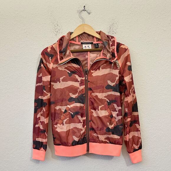 SCOTCH & SODA MAISON SCOTCH Rain Jacket Red Camo Full Zip Hooded - Picture 1 of 10